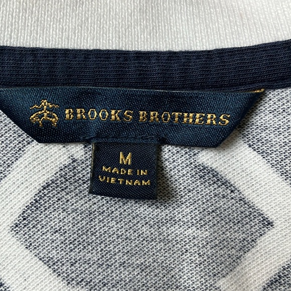 Brooks Brothers Women’s Polo Shirt Navy Blue & White Bamboo Pattern Size M - Picture 9 of 10
